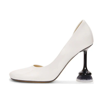(W) LOEWE Leather 9cm Pumps 'White' 'Elegant Sculptural Heel'