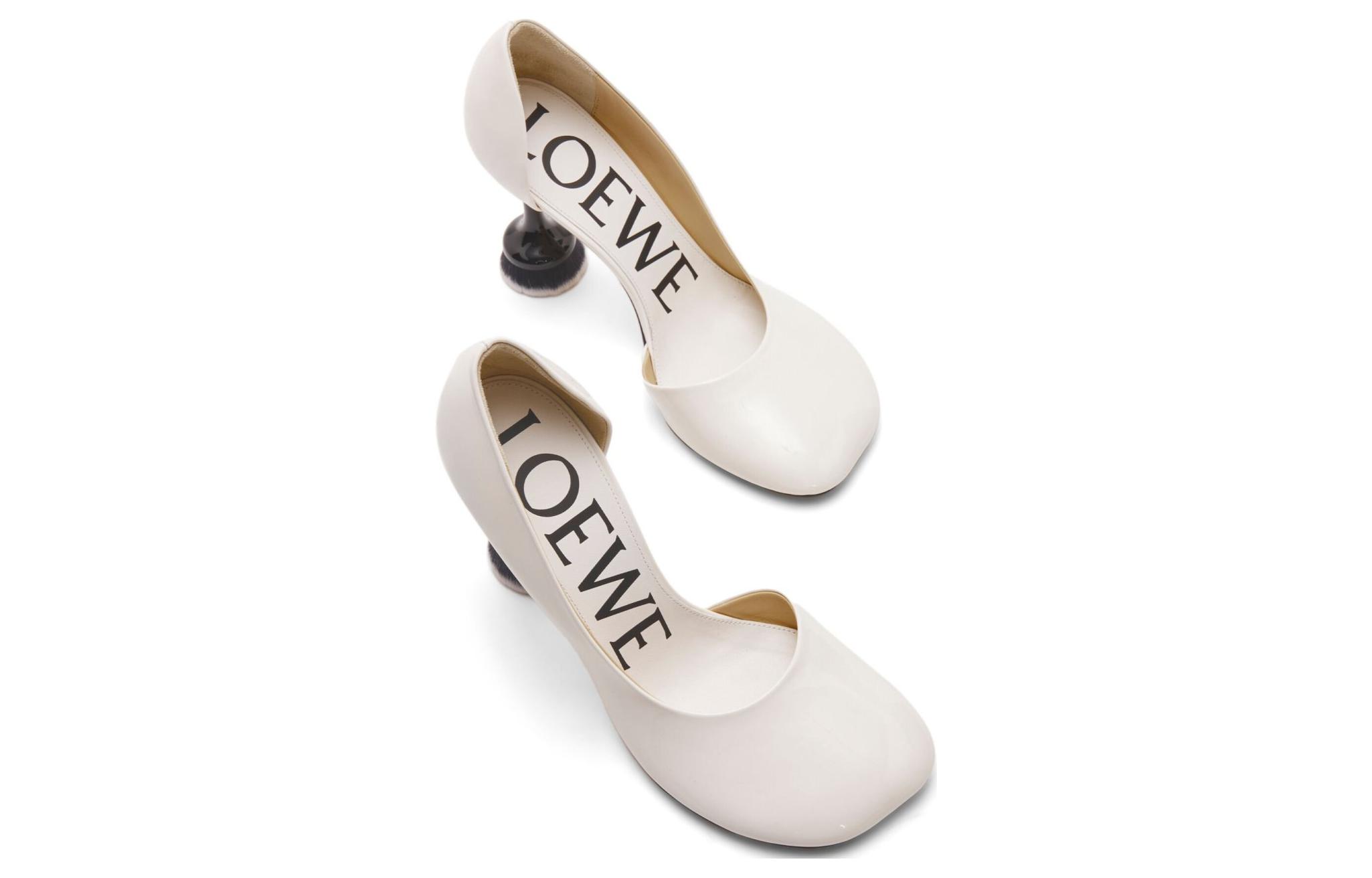 Shop LOEWE羅意威 皮革 氣質優雅 異形跟 高跟鞋 9cm 女款 白色