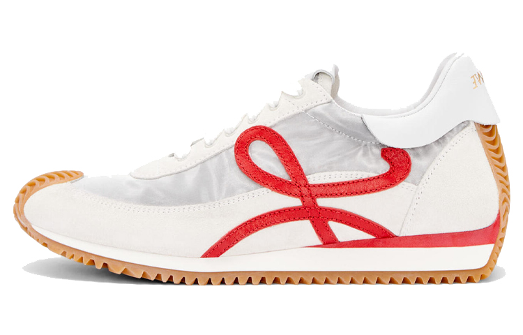 (Women) LOEWE Leather and Mesh Low Top Sneakers 'White Red' L814282X62-8570