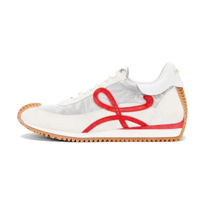 (W) LOEWE Leather and Mesh Low Top Sneakers 'White Red'