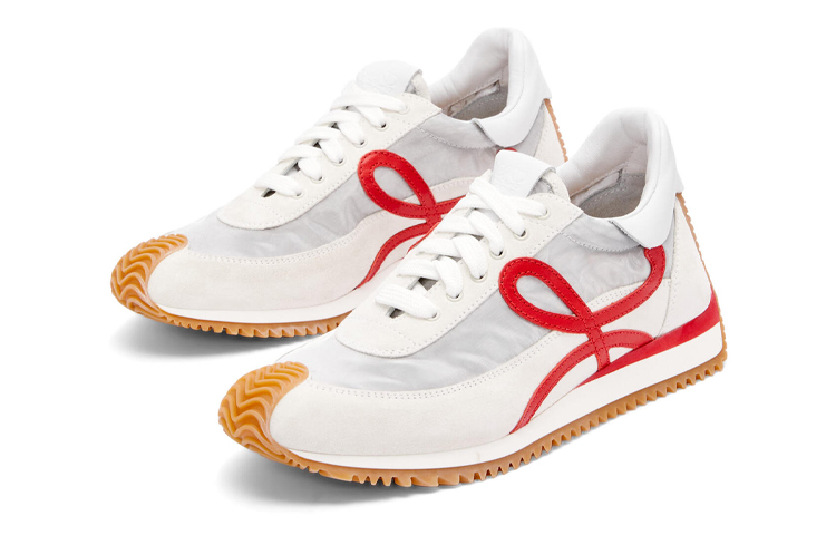 Order (W) LOEWE 白红色皮革网面低帮运动鞋 L814282X62-8570