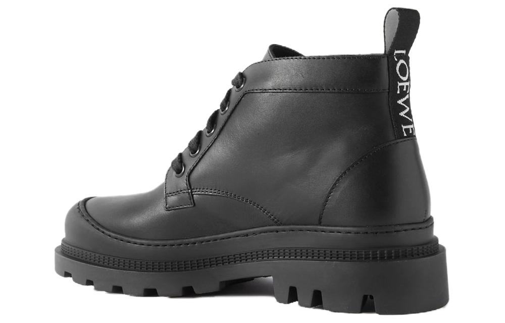 Order (W) LOEWE Sepatu Boot Kulit Hitam 'Lace-Up' L815285X72-1100