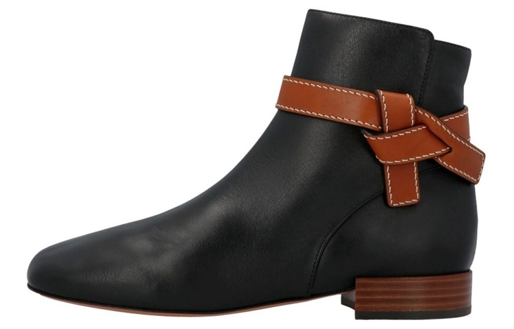 (W) LOEWE Leather Ankle Boots 'Black Zip Fashion'