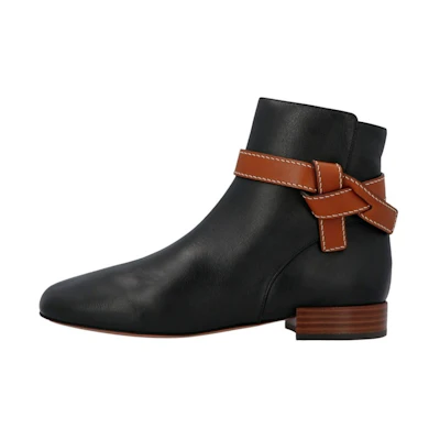 (W) LOEWE Leather Ankle Boots 'Black Zip Fashion'