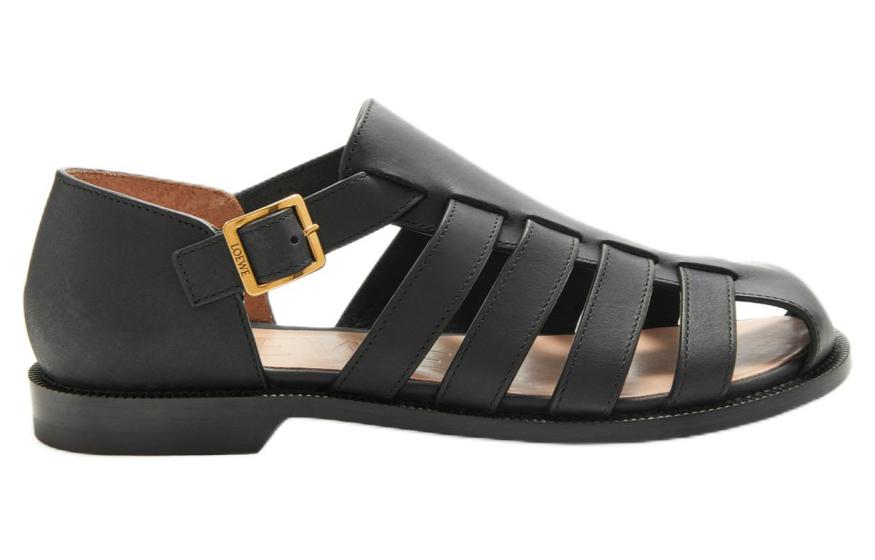 (W) LOEWE Leather Buckle Round Toe Sandal 'Black' 圖 2