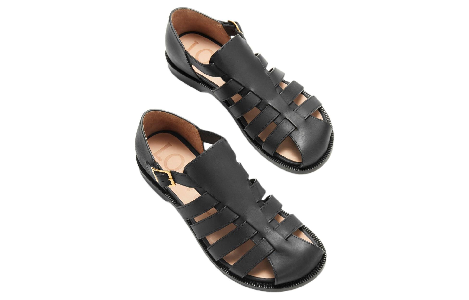 (W) LOEWE Leather Buckle Round Toe Sandal 'Black' 圖 5