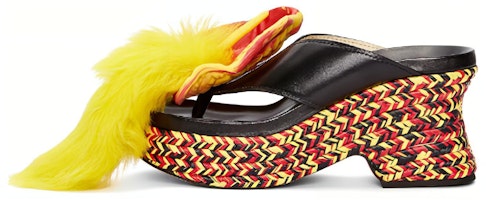 (Women) LOEWE Leather Espadrille Wedge Sandals 'Black Yellow' L814S10X01-1489 (Women) LOEWE Leather Espadrille Wedge Sandals 'Black Yellow' L814S10X01-1489