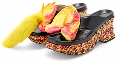 Lookbook (W) LOEWE Sandal Wedges Espadrille Kulit Hitam Kuning L814S10X01-1489