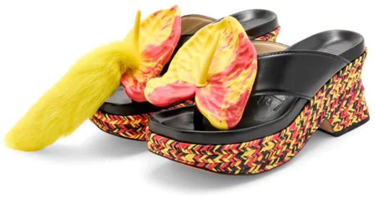 (Women) LOEWE Leather Espadrille Wedge Sandals 'Black Yellow' L814S10X01-1489 Lookbook (Women) LOEWE Leather Espadrille Wedge Sandals 'Black Yellow' L814S10X01-1489