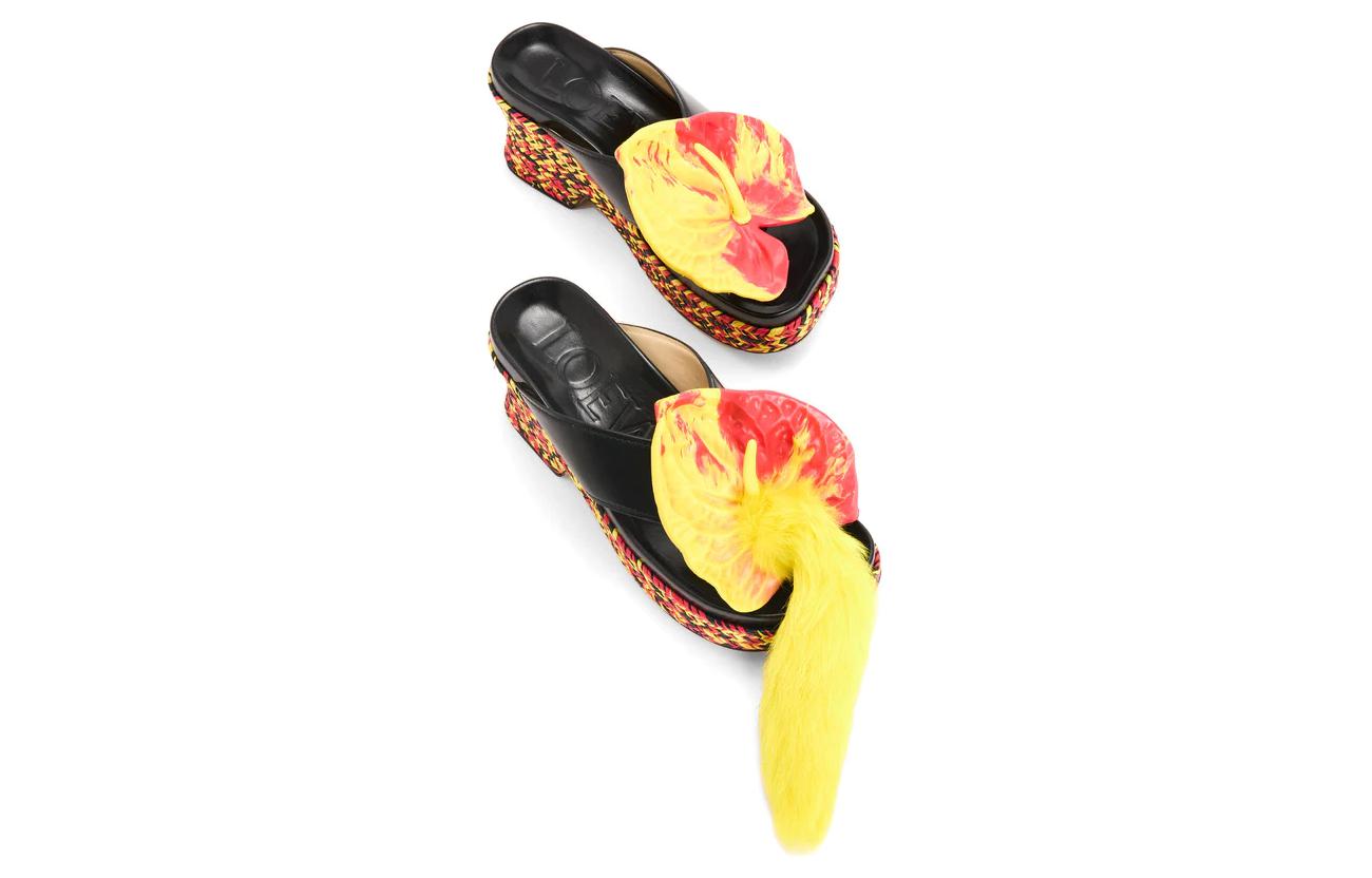 Shop (W) Sandalias de Cuña de Esparto LOEWE de Cuero 'Negro Amarillo' L814S10X01-1489