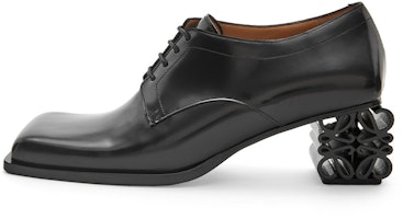 (Women) LOEWE Leather Fashion Lace-Up 'Cone Heel Black' L815S02X12-1100 (Women) LOEWE Leather Fashion Lace-Up 'Cone Heel Black' L815S02X12-1100