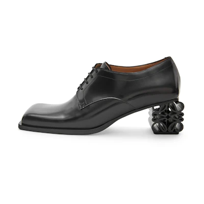 (W) LOEWE Leather Fashion Lace-Up 'Cone Heel Black'