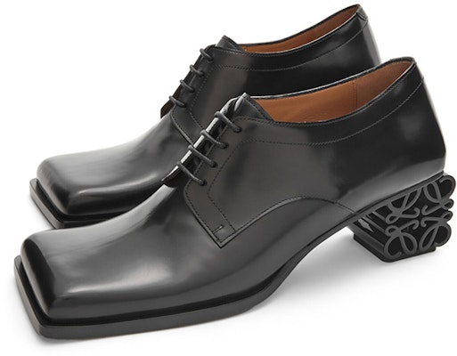 (W) 로에베 가죽 레이스업 콘힐 블랙 (Loewe Leather Lace-up Cone Heel Black - shortened) L815S02X12-1100 Order (W) 로에베 가죽 레이스업 콘힐 블랙 (Loewe Leather Lace-up Cone Heel Black - shortened) L815S02X12-1100