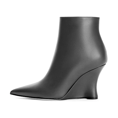 (W) LOEWE Leather Fashion Wedge Ankle Boot 'Black'