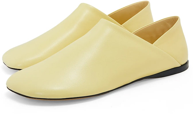 (W) LOEWE Sepatu Kulit Datar Persegi 'Kuning Muda' L814466X22-8803 Order (W) LOEWE Sepatu Kulit Datar Persegi 'Kuning Muda' L814466X22-8803