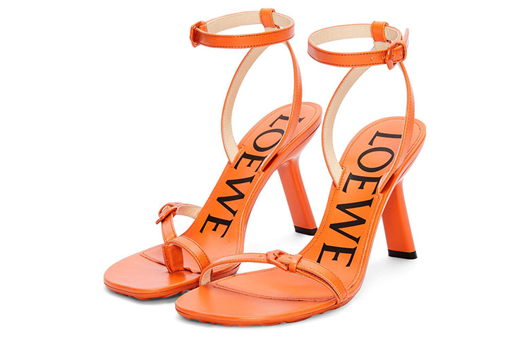 (W) LOEWE Leather High-Heel Buckle Sandals 'Orange' 圖 3