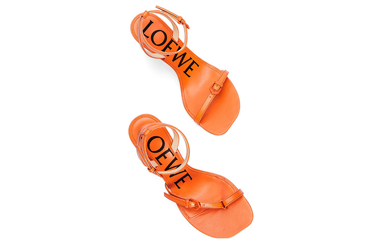 (W) LOEWE Leather High-Heel Buckle Sandals 'Orange' 圖 4