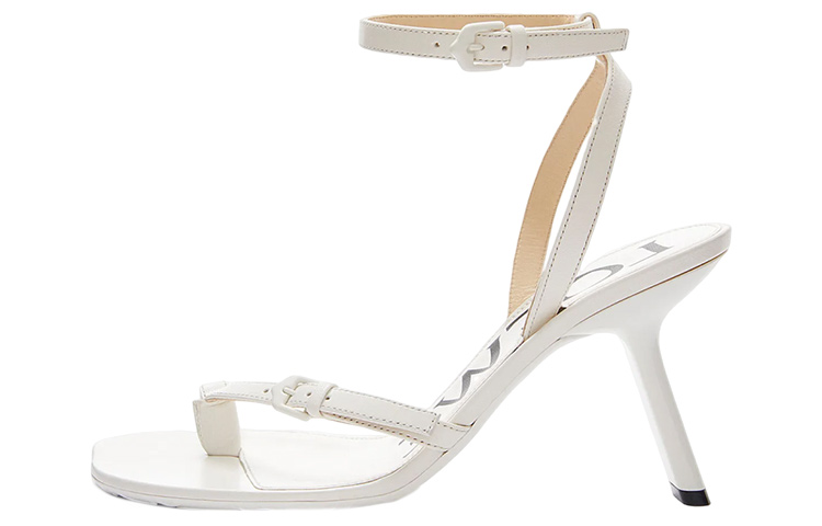 (W) LOEWE Leather High Heel Buckle Sandal 'White'