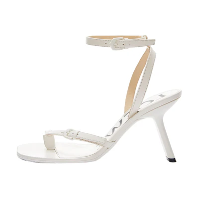 (W) LOEWE Leather High Heel Buckle Sandal 'White'