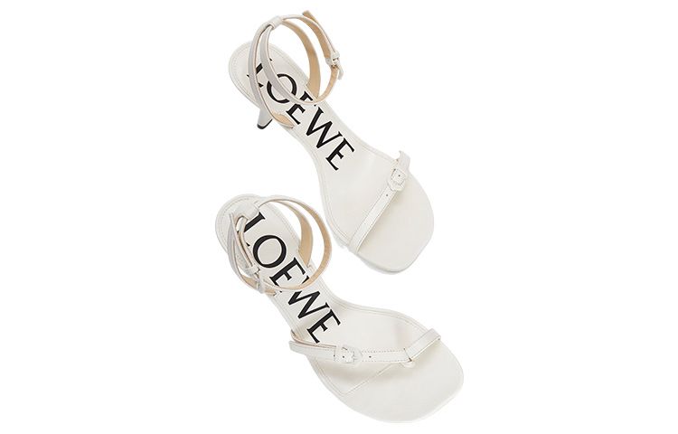 (W) LOEWE Leather High Heel Buckle Sandal 'White' 圖 3