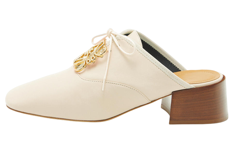 (W) LOEWE Leather Logo Chunky Heel Sandal 'White'