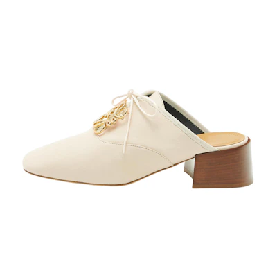 (W) LOEWE Leather Logo Chunky Heel Sandal 'White'