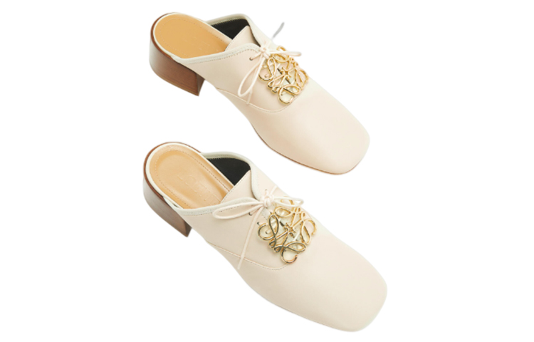 (W) LOEWE Leather Logo Chunky Heel Sandal 'White' 圖 3