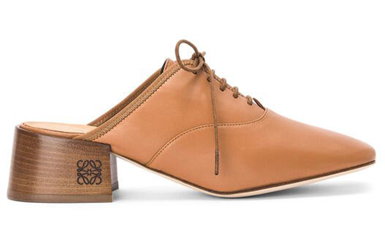 Order (W) LOEWE Tumit Tinggi Kulit Mule 'Camel' L815S02X05-3150