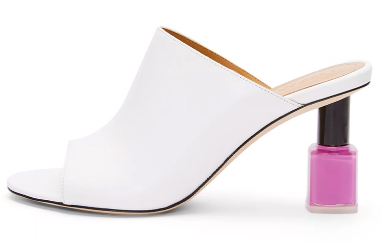 (W) LOEWE Leather Nail Polish Heel Fashion Slide 'Pink White'