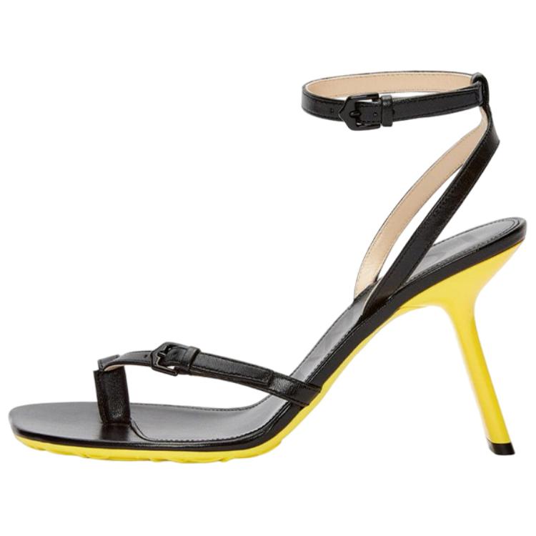 (Women) LOEWE Leather Open-Toe Buckle Slides 'Black Yellow' L814465X58-1100