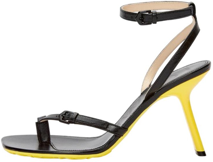 women-loewe-leather-open-toe-buckle-slides-black-yellow-l814465-x58-1100