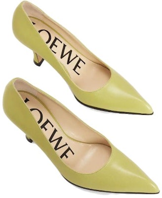 (W) LOEWE Tacones Altos de Cuero Puntudos y Cómodos 'Verde'. L815S01X66 Lookbook (W) LOEWE Tacones Altos de Cuero Puntudos y Cómodos 'Verde'. L815S01X66
