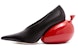 (W) LOEWE Kasut Tumit Tinggi Kulit Hujung Runcing 'Hitam Merah' L814S01X46-1107