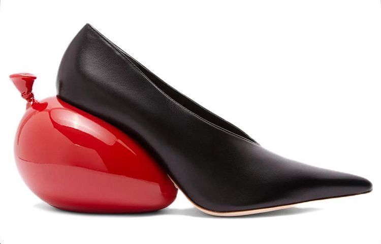 Order (Women) LOEWE Leather Pointed Toe High Heels 'Black Red' L814S01X46-1107