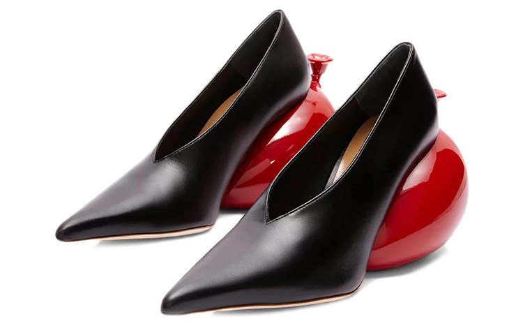 Lookbook (Women) LOEWE Leather Pointed Toe High Heels 'Black Red' L814S01X46-1107