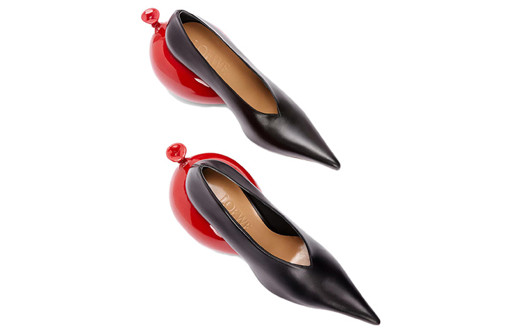 Shop (Women) LOEWE Leather Pointed Toe High Heels 'Black Red' L814S01X46-1107