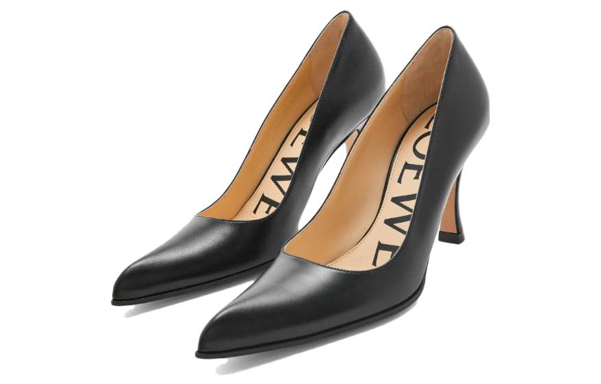 (W) LOEWE Leather Pointed Toe Slip-On Stiletto 'Black' 圖 2