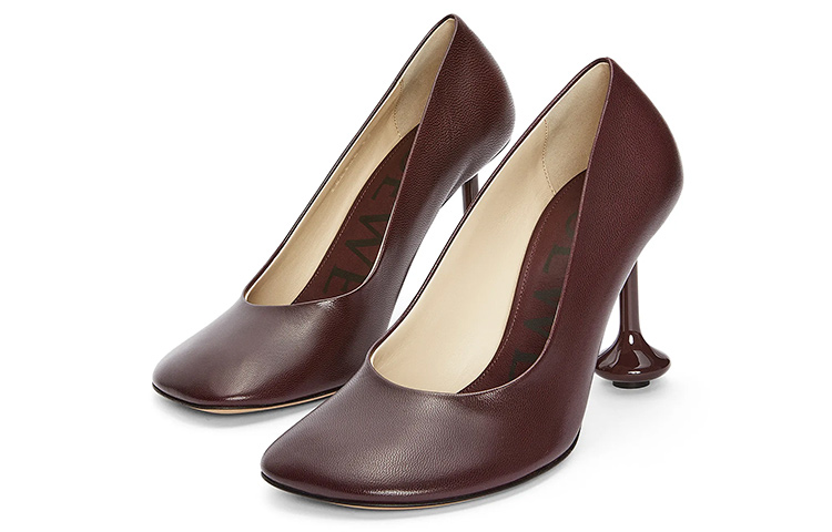 (W) LOEWE Leather Pointed Toe Slip-On Stiletto 'Burgundy' 圖 2