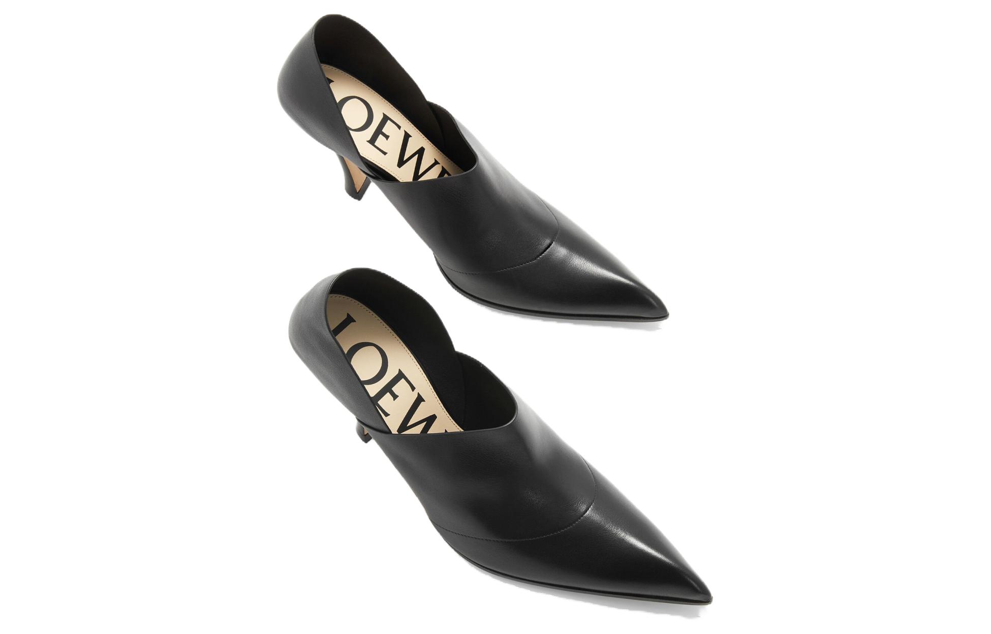 Shop (Women) LOEWE Leather Pointed Toe Slip-On Stiletto 'Black' LLSOS01X01-1100