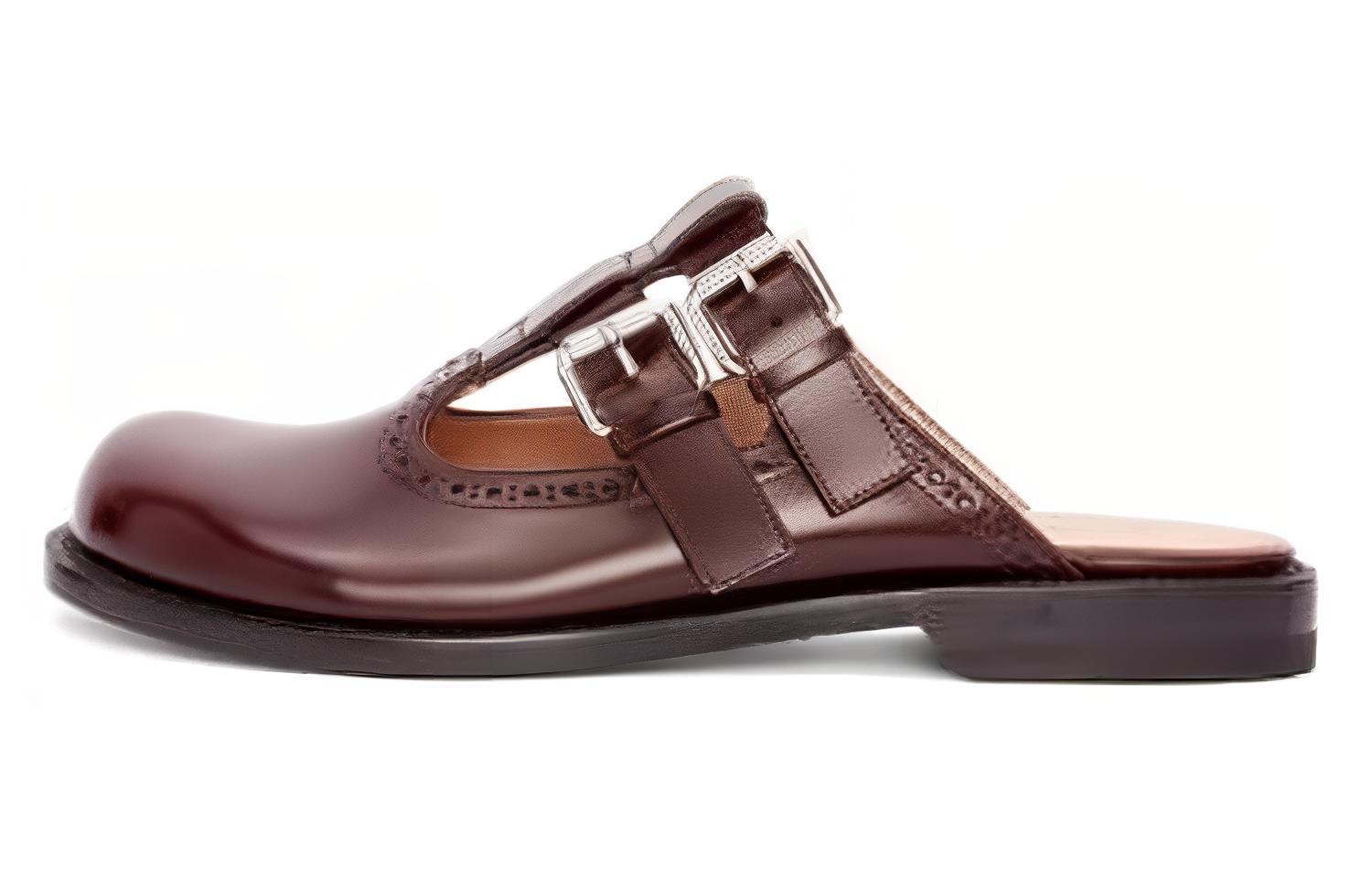 (W) LOEWE Leather Round-Toe Buckle Slipper 'Coffee'