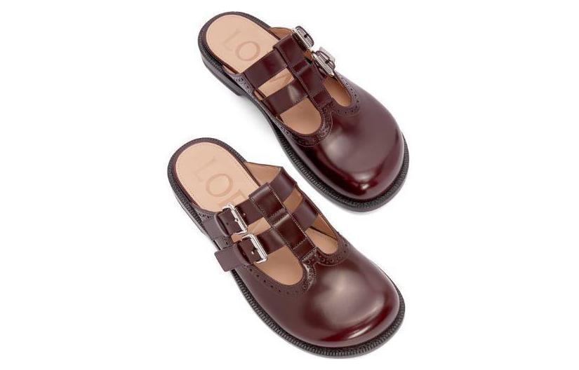 (W) LOEWE Leather Round-Toe Buckle Slipper 'Coffee' 圖 5
