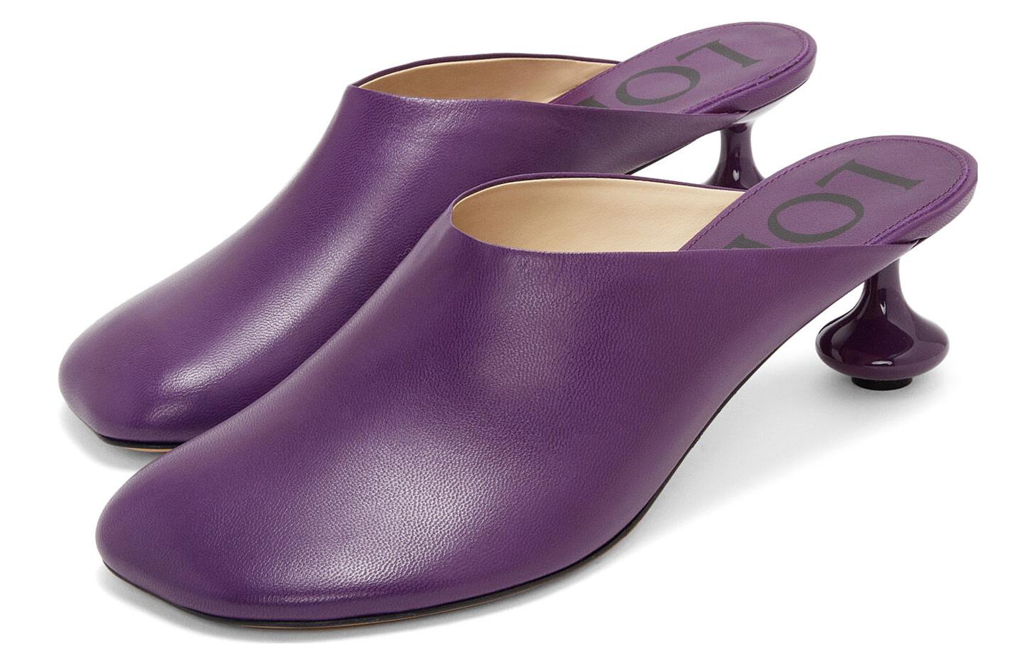Lookbook (Women) LOEWE Leather Round-Toe Slip-On Mules 'Purple' L814379X28-8461