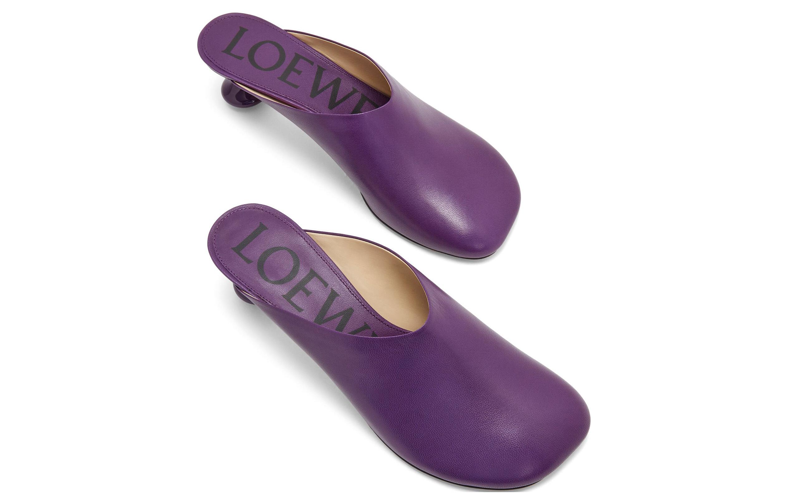 Purchase (Women) LOEWE Leather Round-Toe Slip-On Mules 'Purple' L814379X28-8461