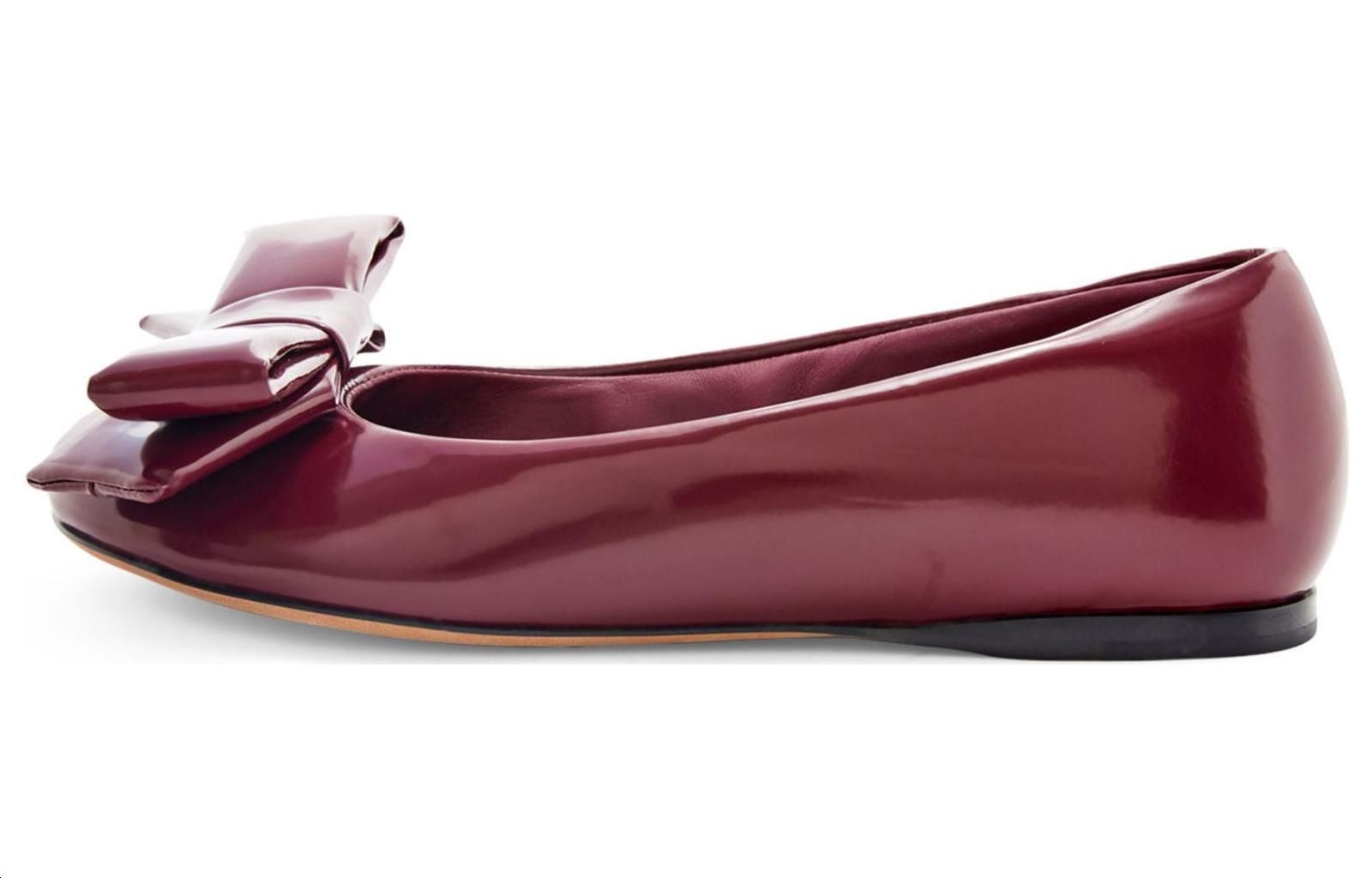 (W) LOEWE Leather Round Toe Bow 'Red Brown'