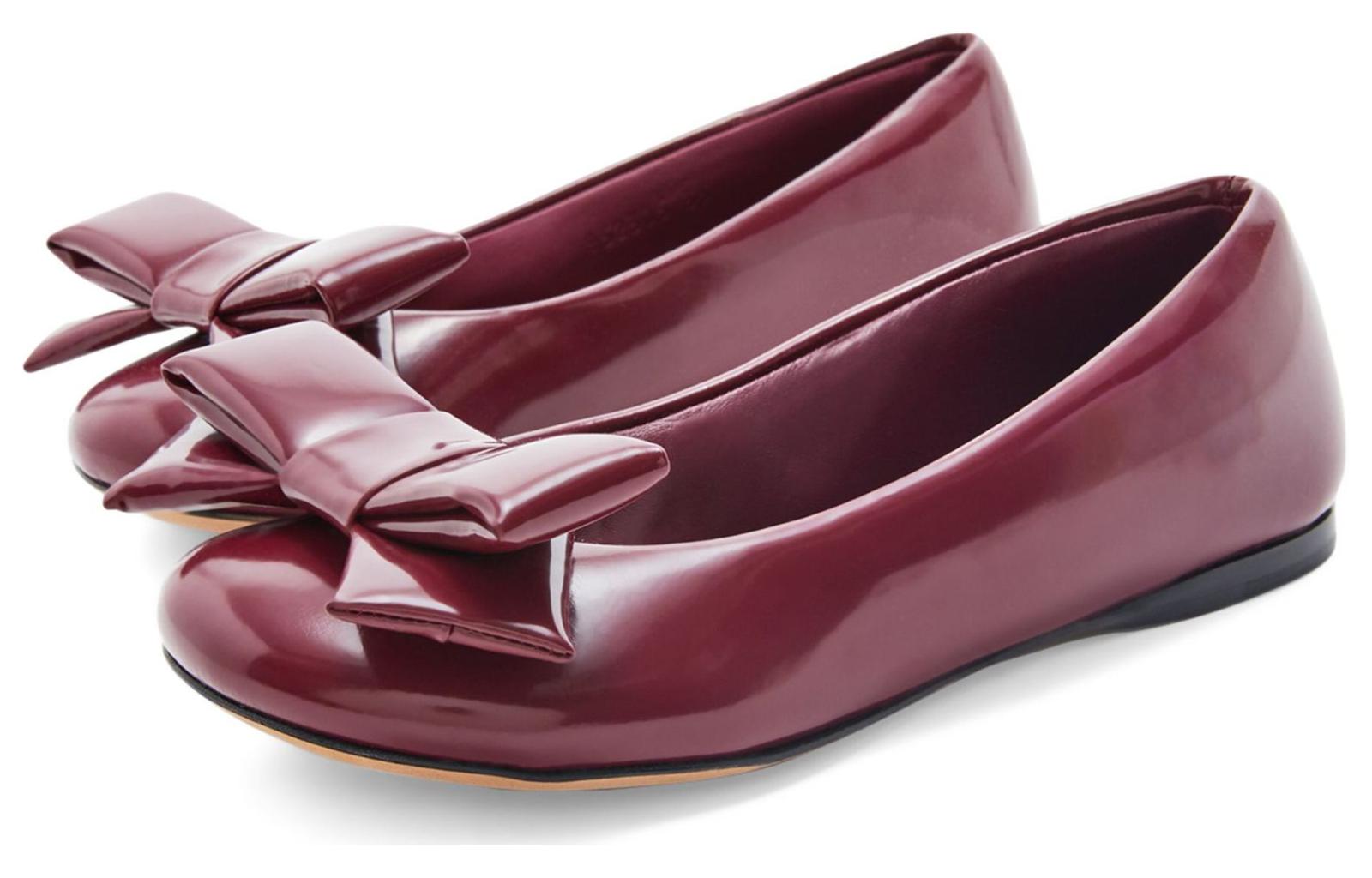 (W) LOEWE Leather Round Toe Bow 'Red Brown' 圖 3