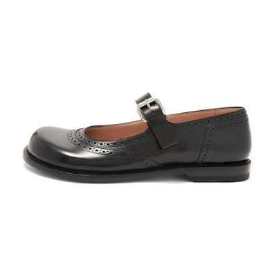 (W) LOEWE Leather Round Toe Flat 'Black Mary Jane'