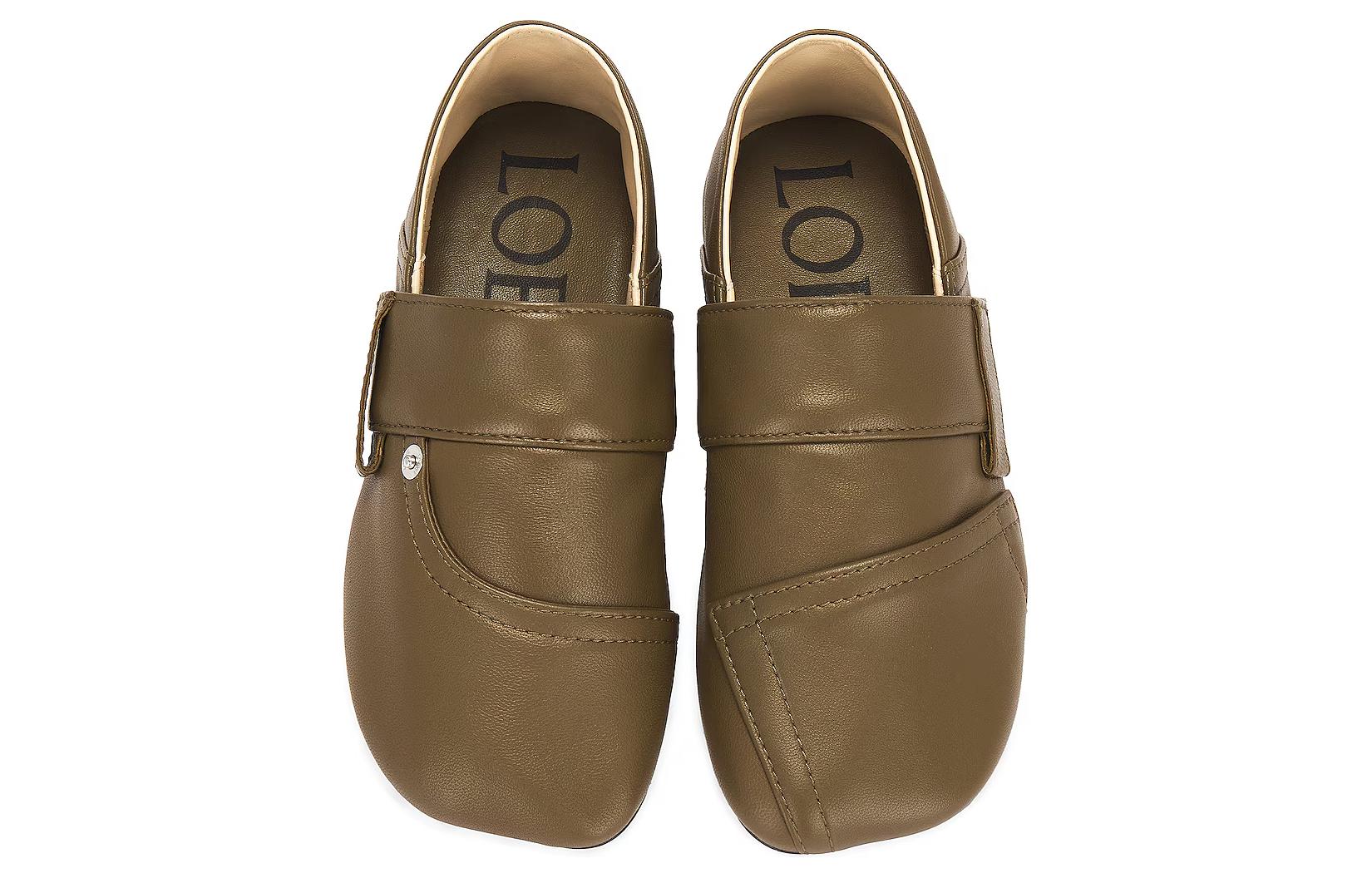 (W) LOEWE Leather Sneaker 'Simple Versatile Casual Brown' 圖 5