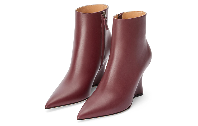 Lookbook (Women) LOEWE Leather Wedge Ankle Boots 'Burgundy' L815286X07-7210