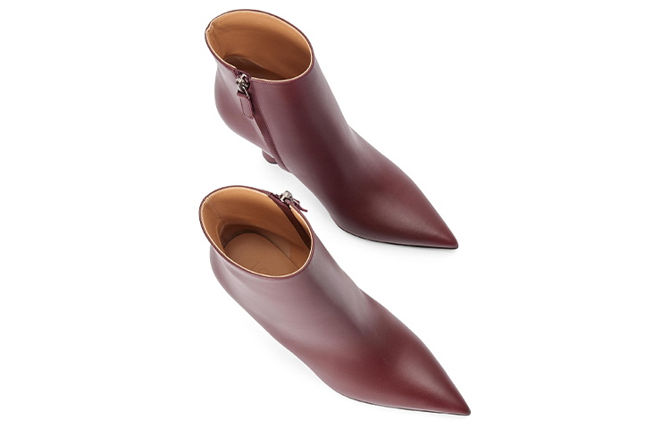 Shop (W) ロエベ レザーウェッジアンクルブーツ バーガンディ L815286X07-7210