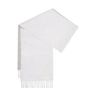 (Women) LOEWE Logo Knit Cashmere Scarf Women White/Light Gray. F811251X06